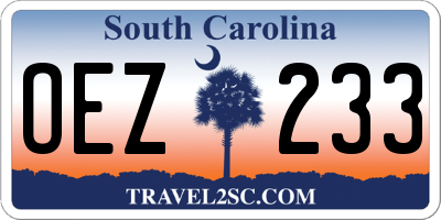 SC license plate OEZ233
