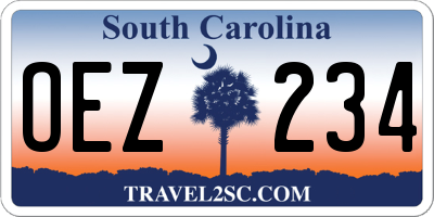 SC license plate OEZ234
