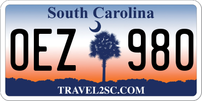SC license plate OEZ980