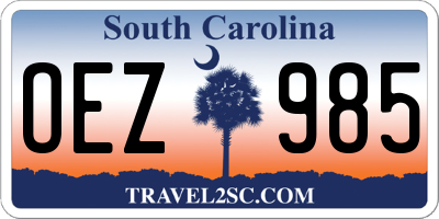 SC license plate OEZ985