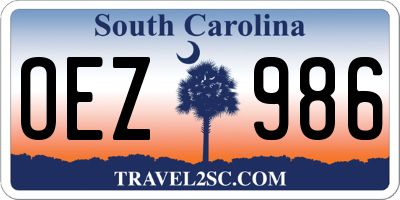 SC license plate OEZ986