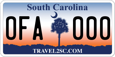 SC license plate OFA000