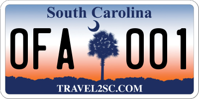 SC license plate OFA001