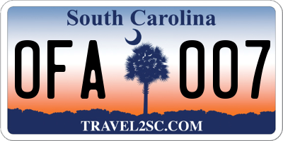 SC license plate OFA007