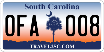 SC license plate OFA008