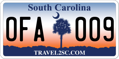 SC license plate OFA009