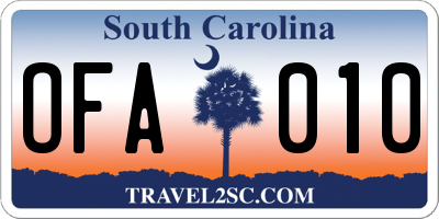 SC license plate OFA010