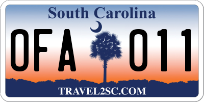 SC license plate OFA011