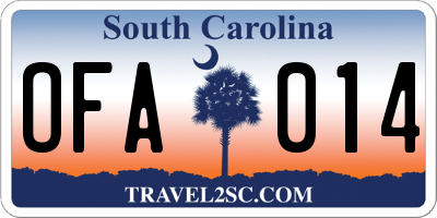 SC license plate OFA014