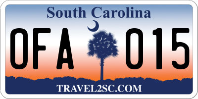 SC license plate OFA015
