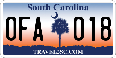 SC license plate OFA018