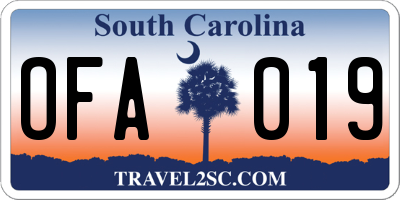 SC license plate OFA019