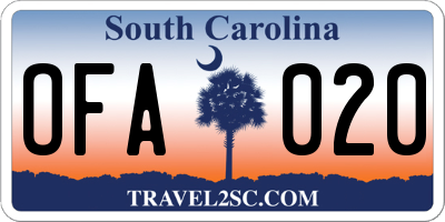 SC license plate OFA020
