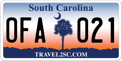 SC license plate OFA021