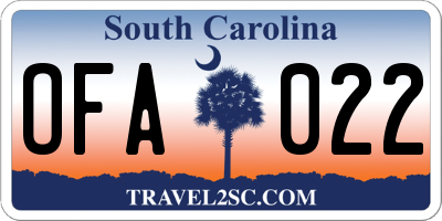 SC license plate OFA022