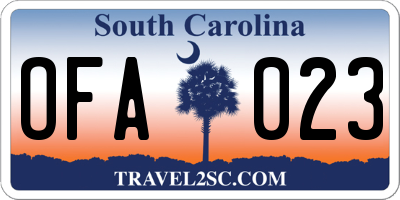 SC license plate OFA023