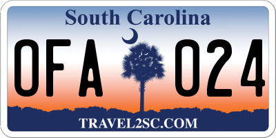 SC license plate OFA024
