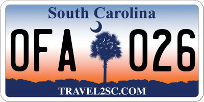 SC license plate OFA026