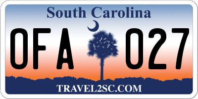 SC license plate OFA027