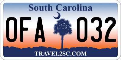 SC license plate OFA032