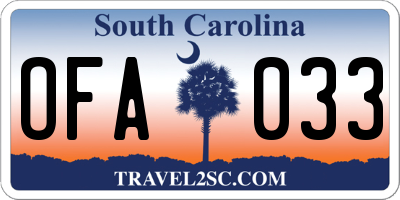 SC license plate OFA033
