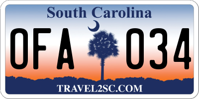 SC license plate OFA034