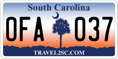 SC license plate OFA037