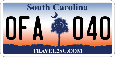 SC license plate OFA040
