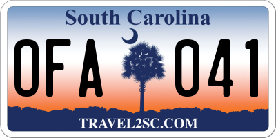 SC license plate OFA041