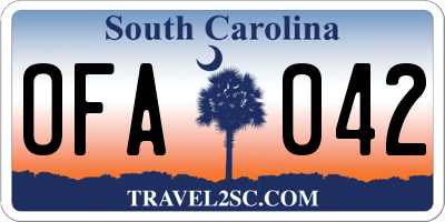 SC license plate OFA042