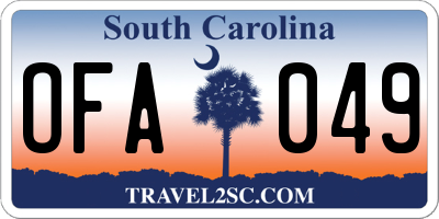 SC license plate OFA049