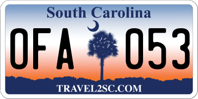SC license plate OFA053