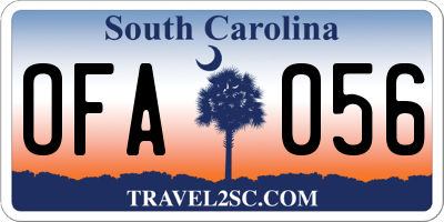SC license plate OFA056