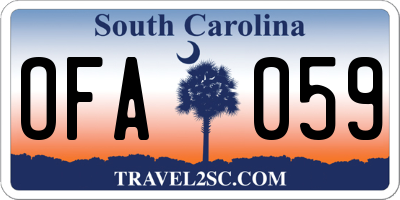 SC license plate OFA059