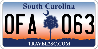 SC license plate OFA063