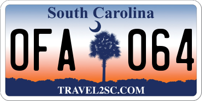 SC license plate OFA064