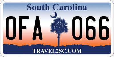 SC license plate OFA066