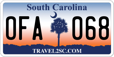 SC license plate OFA068