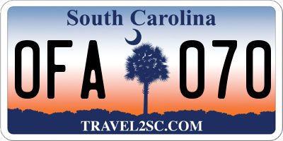 SC license plate OFA070