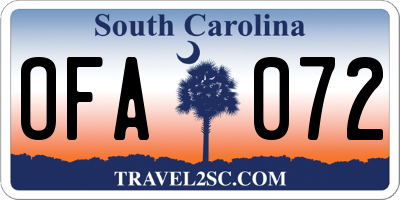 SC license plate OFA072