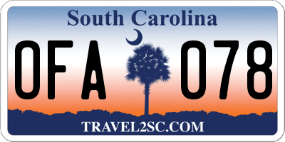 SC license plate OFA078
