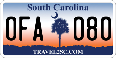 SC license plate OFA080