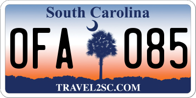 SC license plate OFA085