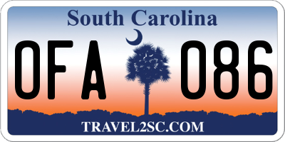 SC license plate OFA086
