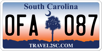 SC license plate OFA087