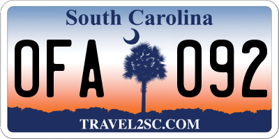 SC license plate OFA092