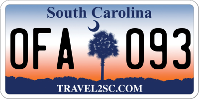 SC license plate OFA093