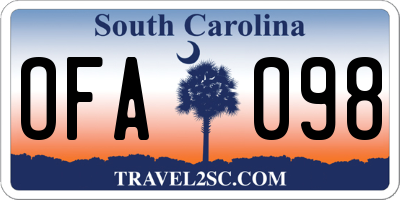 SC license plate OFA098