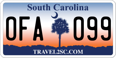 SC license plate OFA099