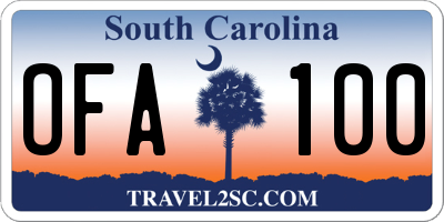 SC license plate OFA100